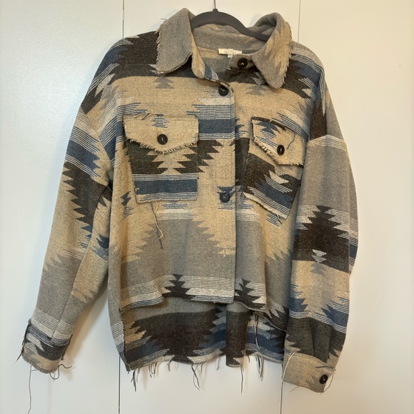 Grey/Blue Western / Aztec Shacket - Picture 1 of 4